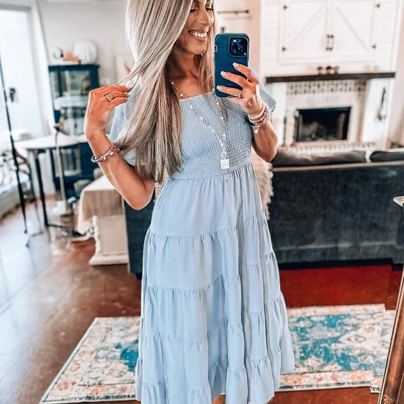 Women's 2025 Summer Square Neck Short Puff Sleeve Solid Color High Waist Casual - Picture 5 of 9